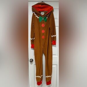 Tipsy Elves Gingerbread Onesie Pajamas with Hood Size Small